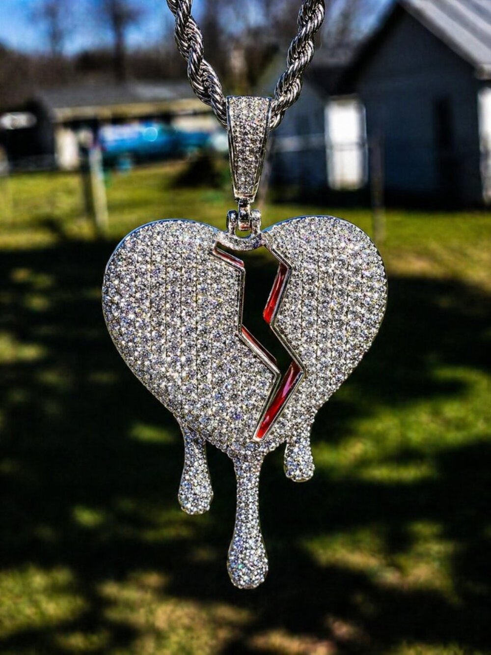 Stainless Steel Drip Heartbreak Necklace